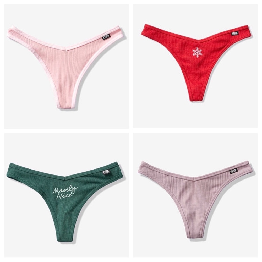 (4) Large VS PINK *NEW* Cotton Thongs